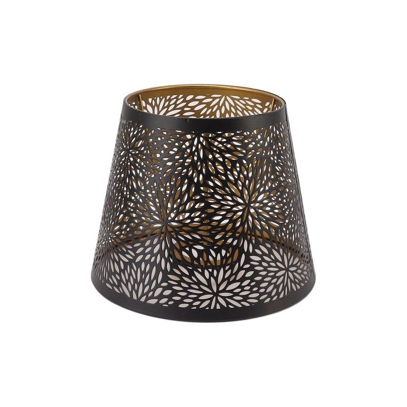 Schwarzer Metalllampenschirm Mit Goldfarbenem Innendesign – Höhe 15 Cm – Durchmesser 19 Cm – E27-fassung Für Decken- Oder Tischleuchte