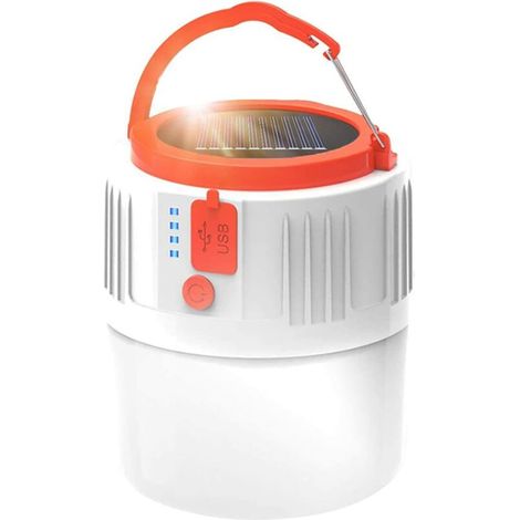 Usb-wiederaufladbare Laterne – Tragbare Led-solar-campinglaterne, Sicherheitstaschenlampe, Wasserdichter Suchscheinwerfer Zum Wandern, Angeln Und Bei Stromausfällen (weiß)