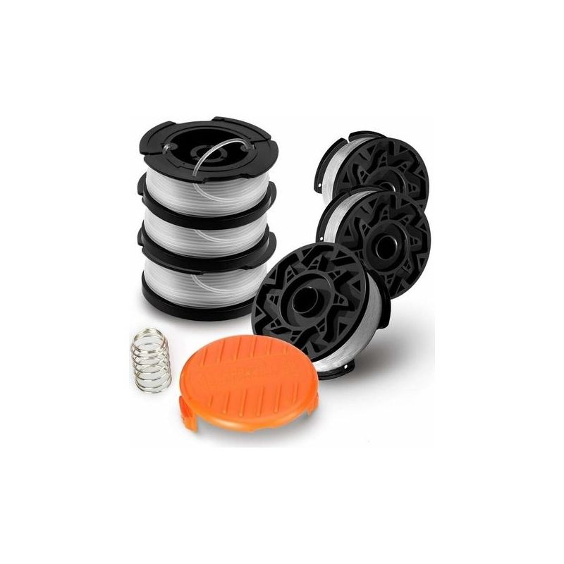 Set Mit 6 Spulen Für Black & Decker Rasentrimmer, Nylonfaden, 1,65 Mm Durchmesser + 1 Kappe + 1 Feder