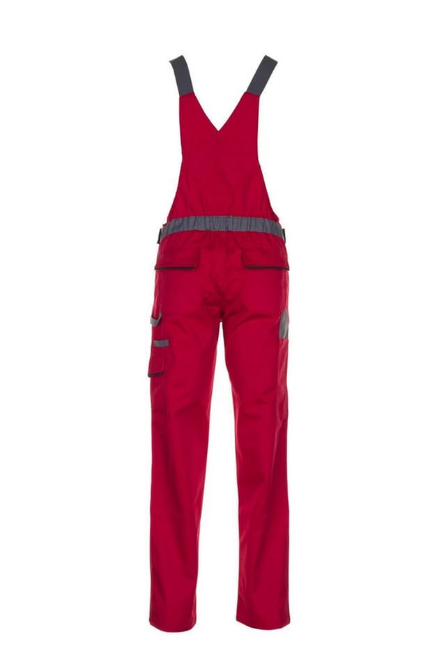 Damen Latzhose rot/schiefer/schwarz, Größe 40