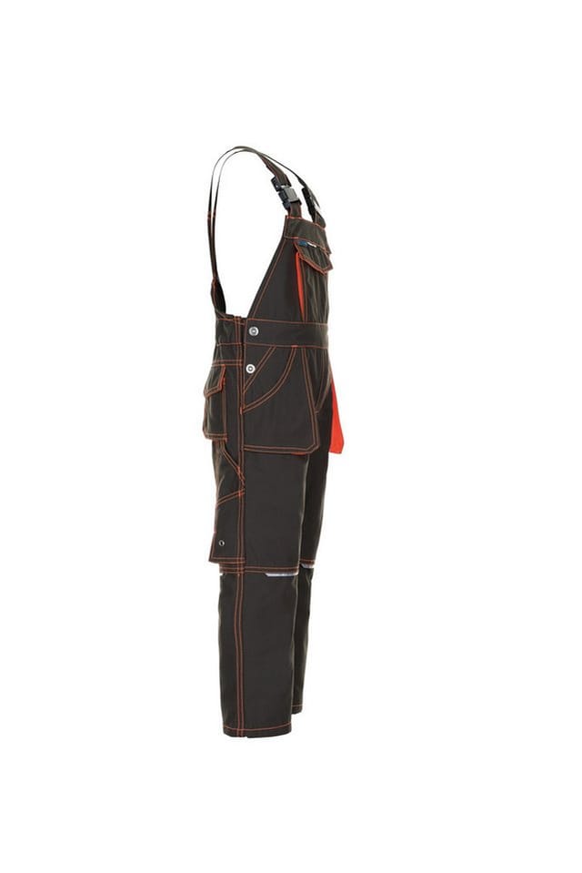 Latzhose oliv/orange, Größe 134/140