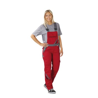 Damen Latzhose rot/schiefer/schwarz, Größe 50