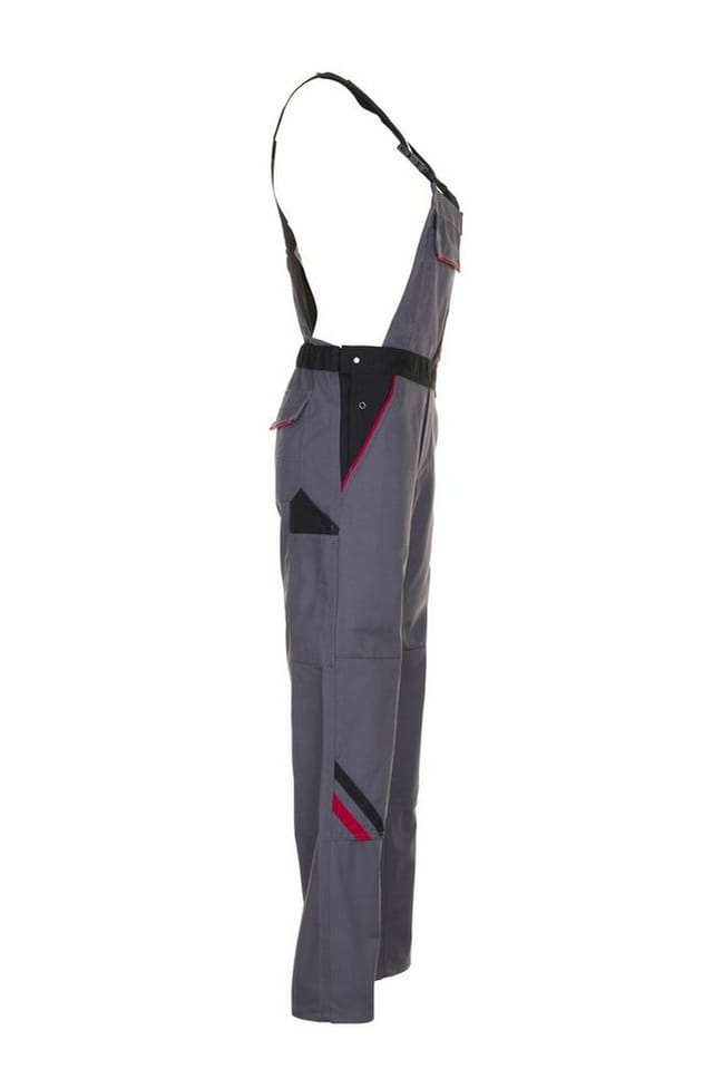 Latzhose 2339 schiefer/schwarz/rot, Größe 52