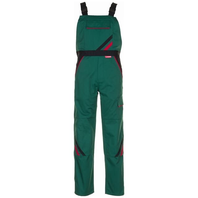 Latzhose 2335 grün/schwarz/rot, Größe 52