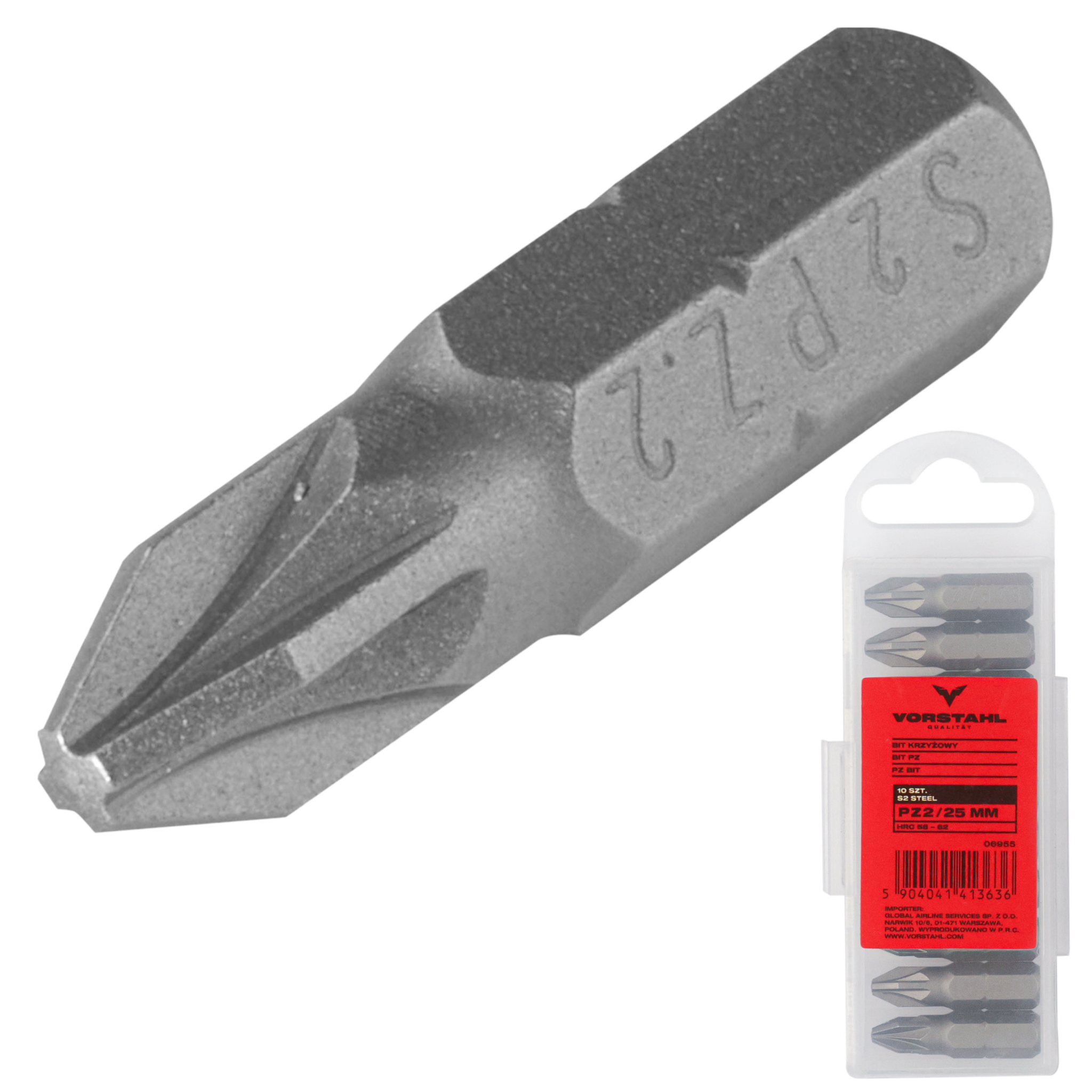 Kreuzschlitz-bit-set 10-teilig S2 Stahl Pz Pz2x25mmvorstahl