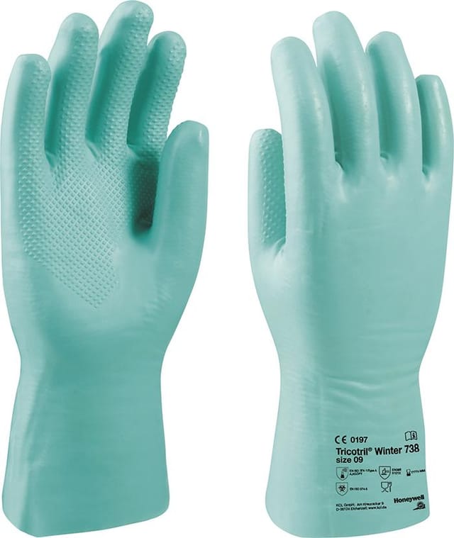 Chemikalienschutzhandschuh Tricotril® Winter 738, Kat. III, grün, Größe 10
