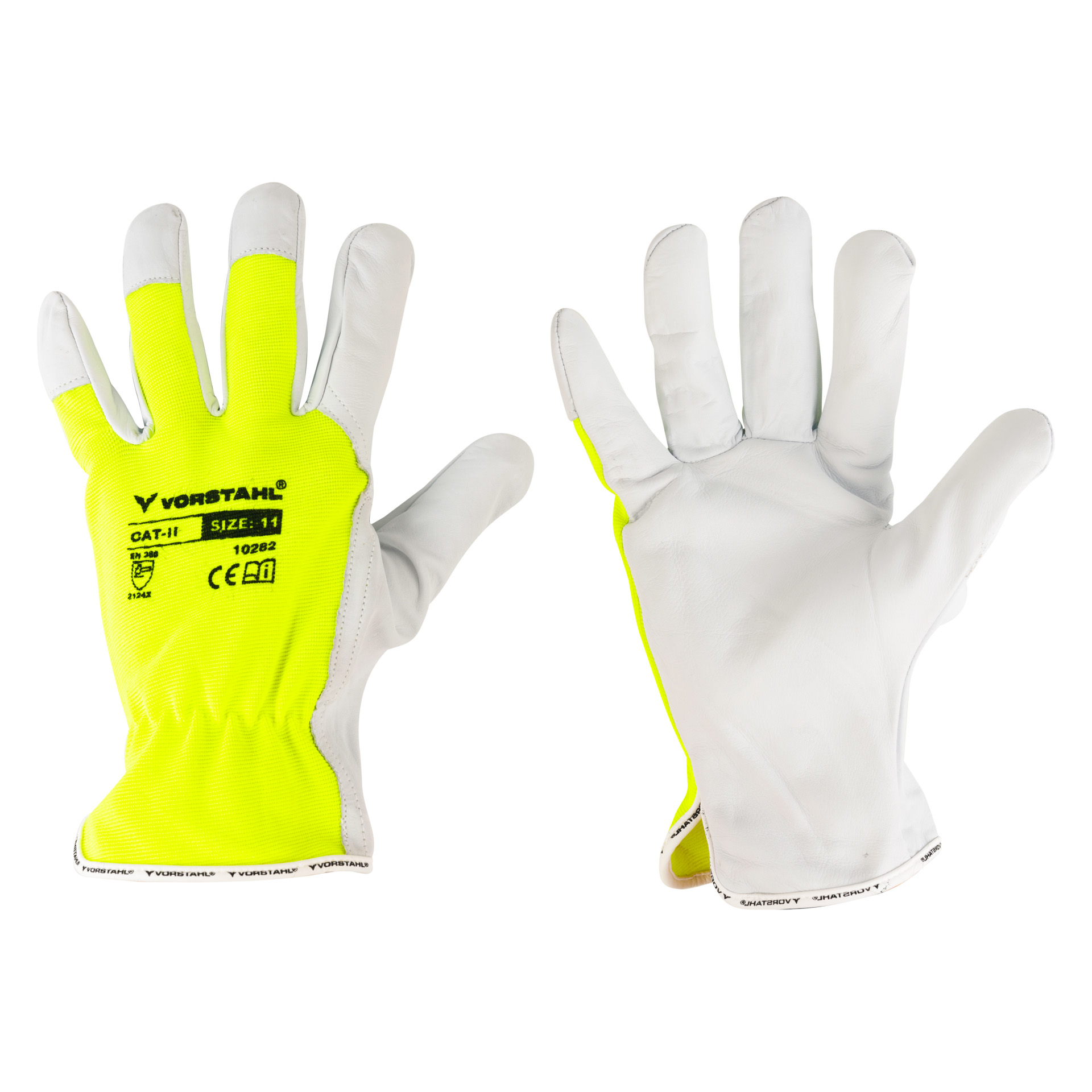 Fluoreszierende Sicherheitshandschuhe Aus Ziegenleder, Gelb, Größe 11