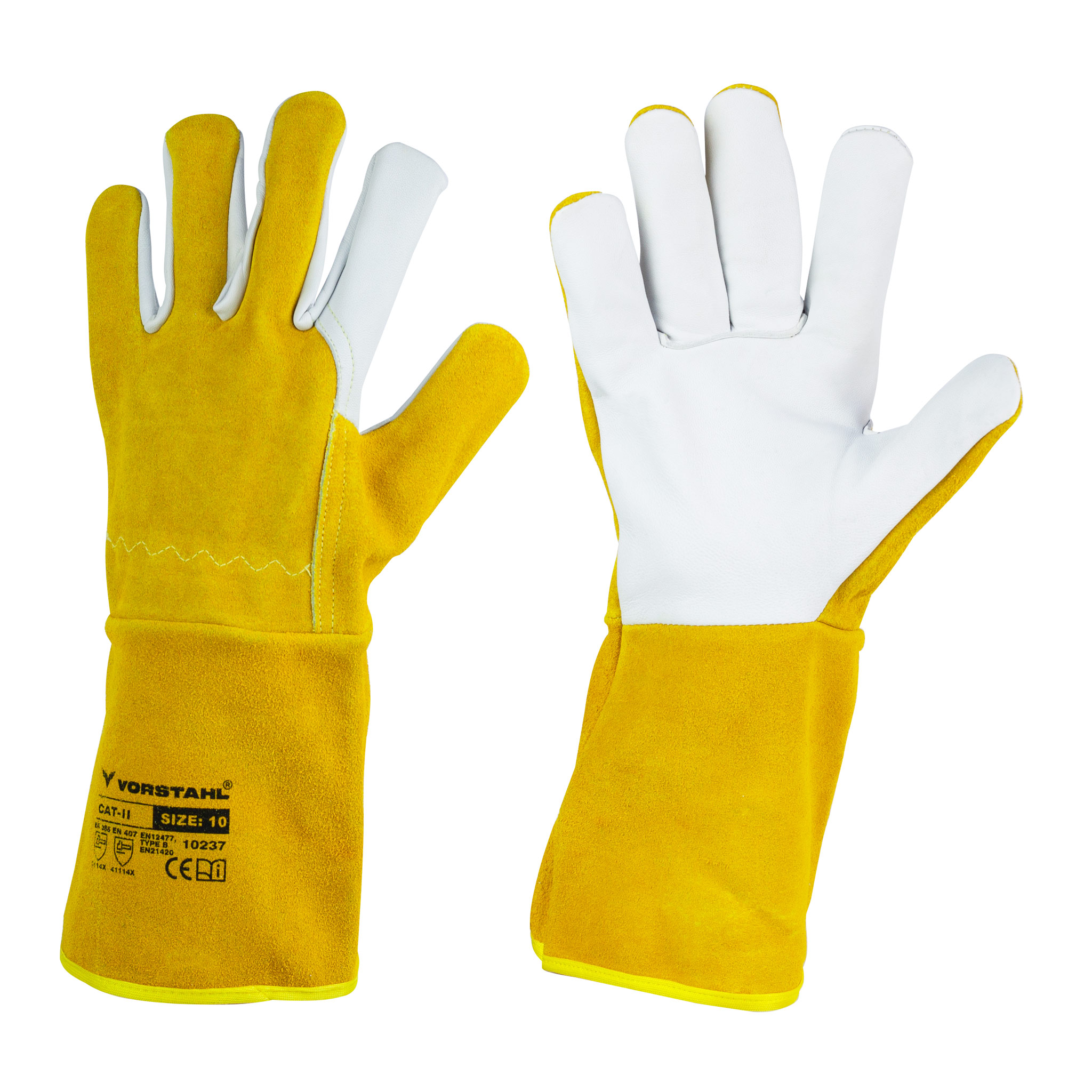 Schweißerhandschuhe, Leder, Arbeitshandschuhe, Gelb, Größe 11, Vorstahl-qualität