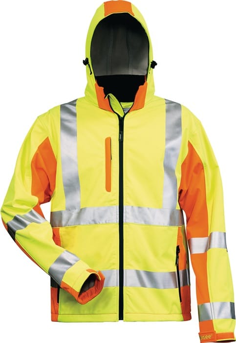 Warnschutz-Softshelljacke JIM, warn-gelb/warn-orange, Größe XL