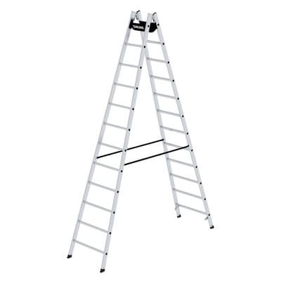 Stehleiter 2x12 Sprossen, Aluminium, beidseitig begehbar, H 3510mm, B 700mm