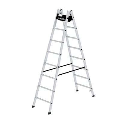 Stehleiter 2x8 Sprossen, Aluminium, beidseitig begehbar, H 2400mm, B 590mm
