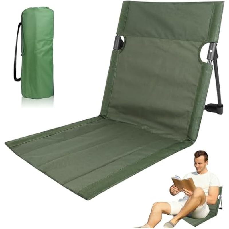 Strandstuhl, Strandmatte Mit Rückenlehne, Tragbarer Stuhl Mit Rückenlehne Für Strand, Camping, Klappstuhl, Kissen Für Camping, Wandern, Urlaub, Strand