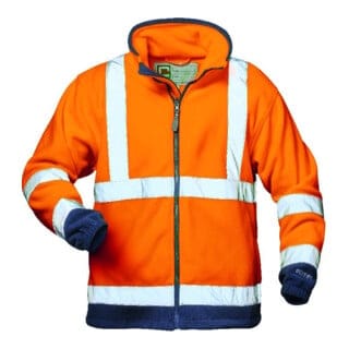 Warnschutz-Fleecejacke BENEDIKT, warn-orange/marine-blau, Größe XL