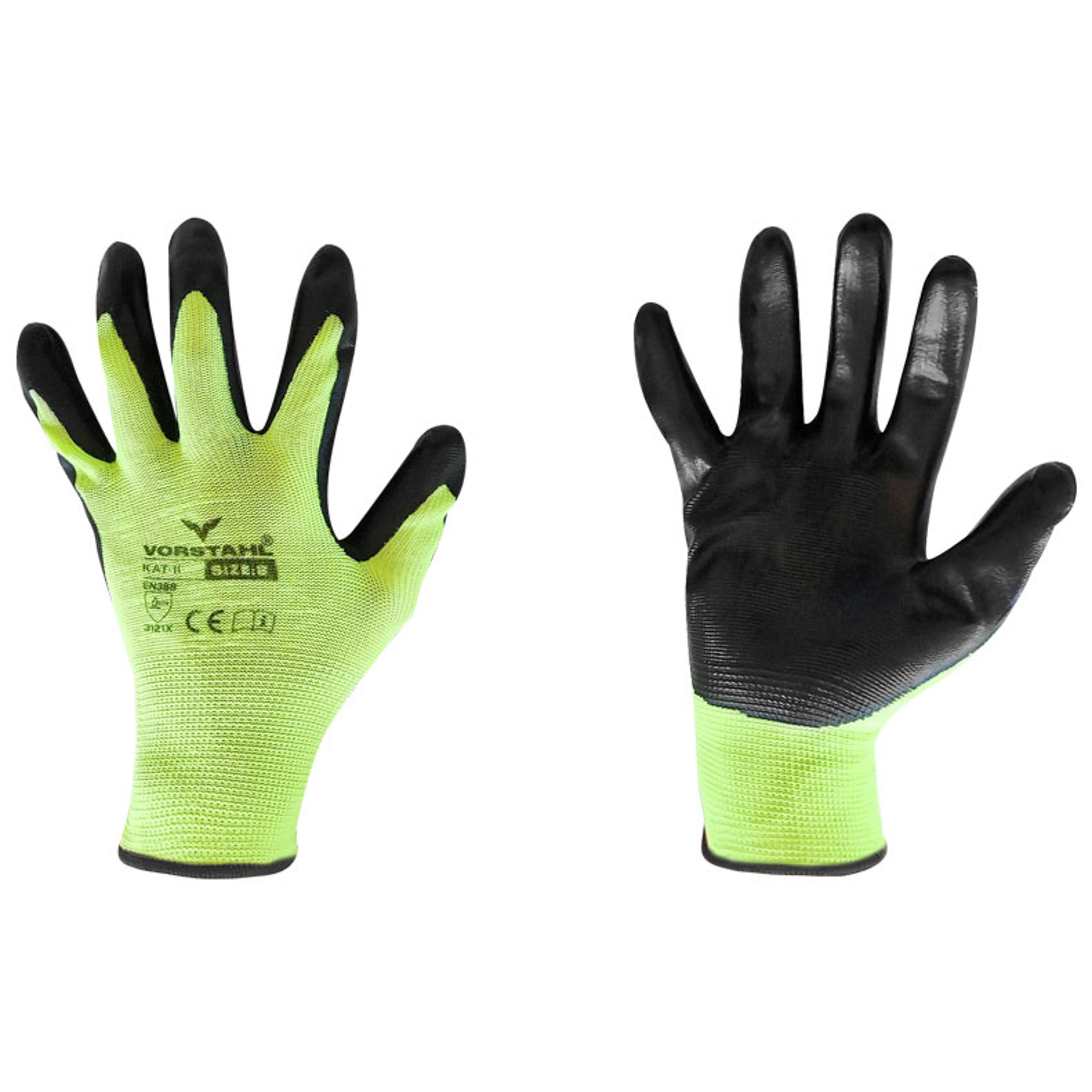 Polyester-schutzhandschuhe Mit Nitrilbeschichtung, Grün, 12 Stück, Größe 9, Vorstahl-qualität