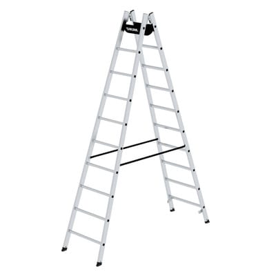 Stehleiter 2x10 Sprossen, Aluminium, beidseitig begehbar, H 2950mm, B 650mm