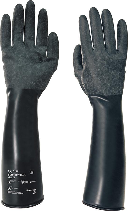 Chemikalienschutzhandschuh Butoject® 897+, Kat. III, schwarz, Größe 9