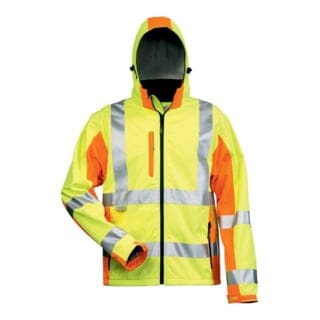Warnschutz-Softshelljacke JIM, warn-gelb/warn-orange, Größe XXL