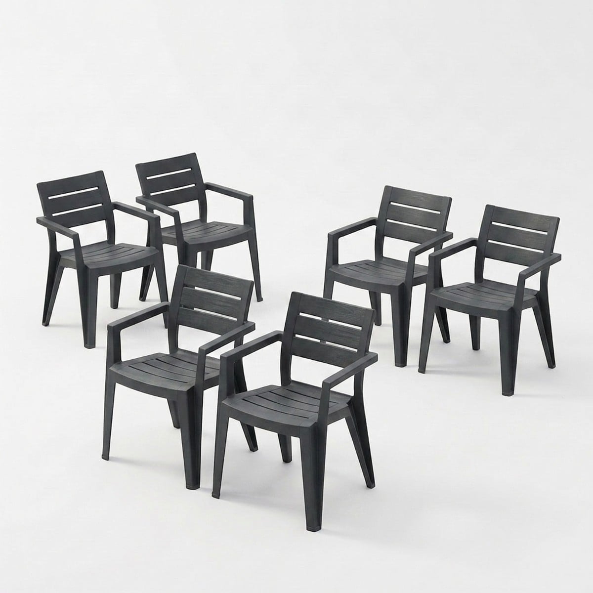 6 Gartenstühle Mit Armlehnen Aus Kunstharz Julie Chair - Schwarz