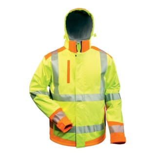 Warnschutz-Softshelljacke RICKMER, warn-gelb/warn-orange, Größe S