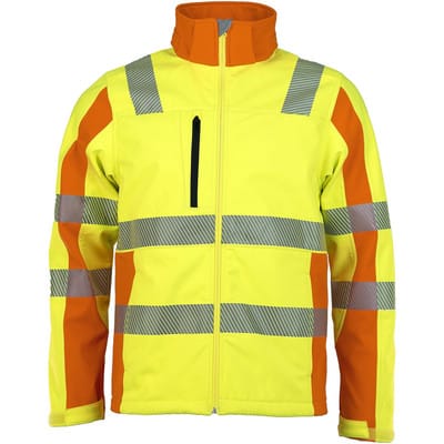 Prevent® Trendline Softshelljacke, warngelb/warnorange, Größe 2XL
