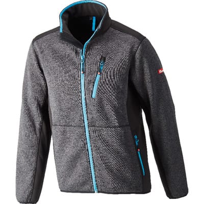 Strickjacke Softshell, dunkelgrau/türkis, Größe S