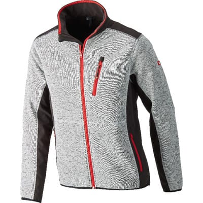 Strickjacke Softshell hellgrau/rot, Größe 2XL