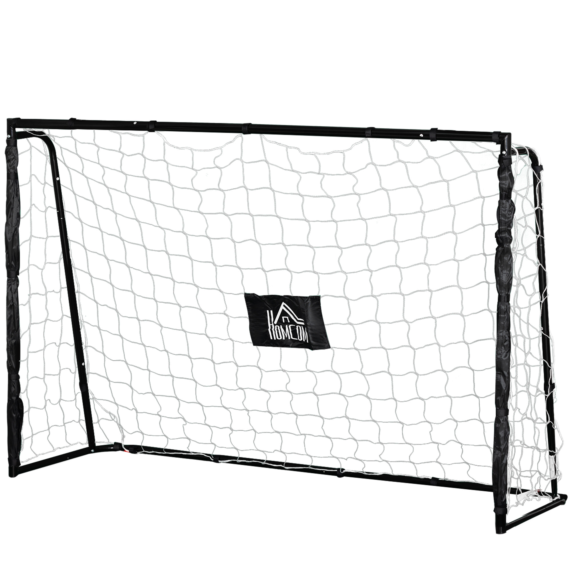 Fußballtor Aus Metall Mit Pe-netz, Inklusive Heringen Und Werkzeug, Maße 186x62x123 Cm, Schwarz-weiß, Trainingskäfig Für Den Garten.