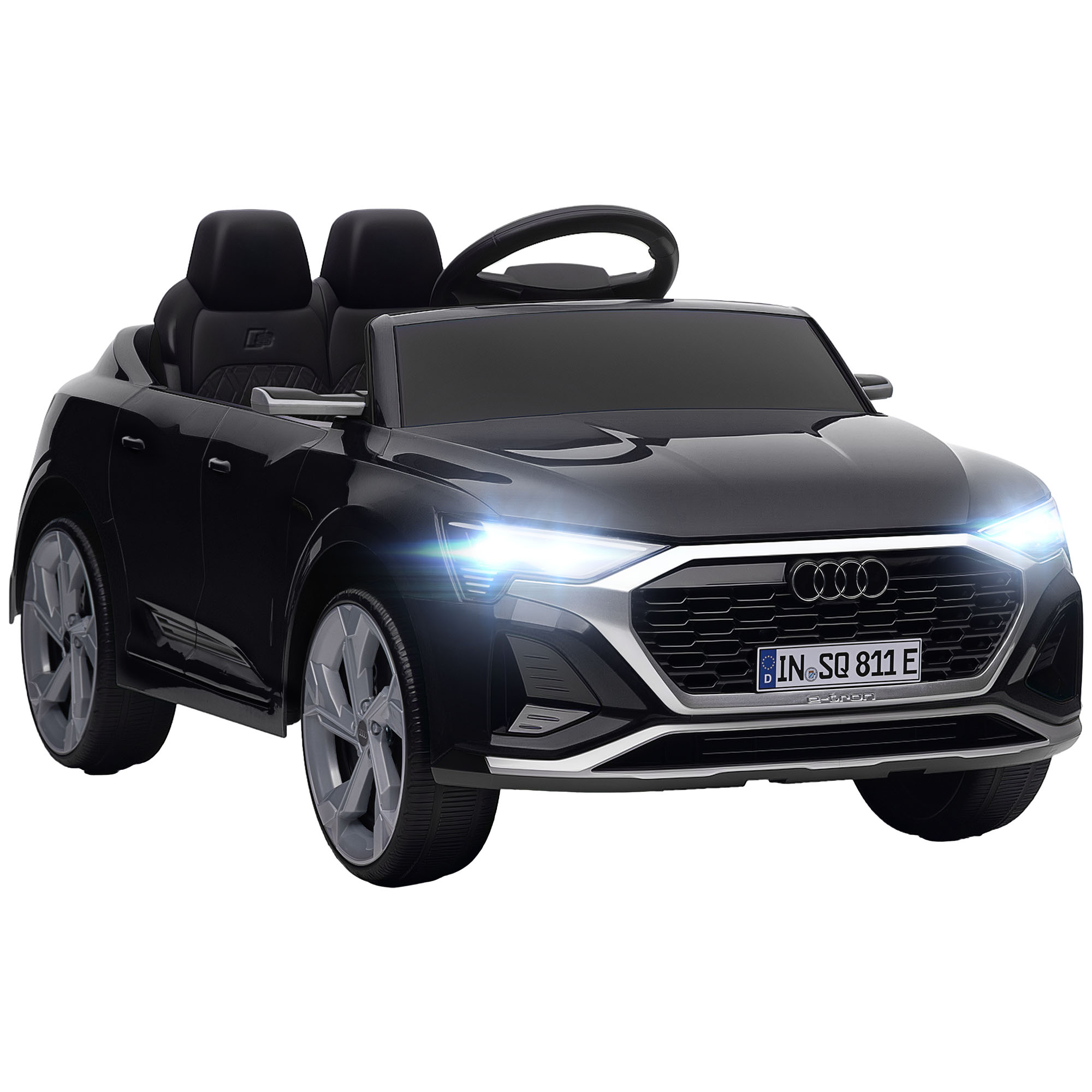 Audi Q8 E-tron Sportback 12v Elektro-tretauto Für Kinder Mit Fernbedienung, Led-lichtern, Musik Und Hupe, Für Kinder Von 3-4 Jahren, Schwarz