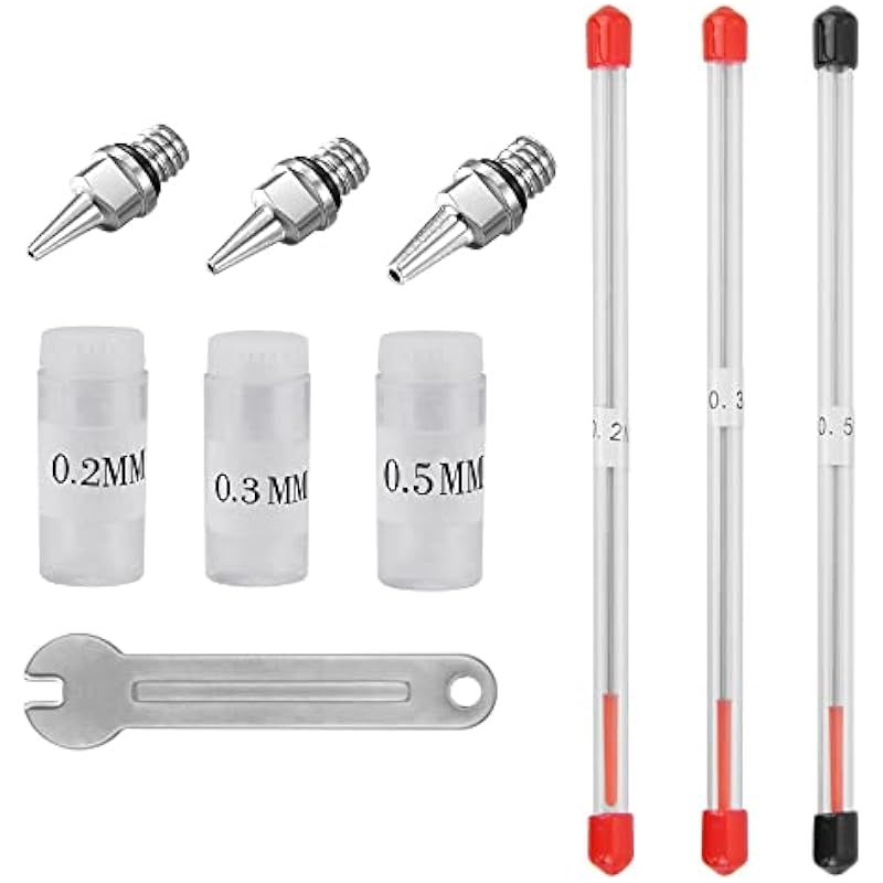 7-teiliges Airbrush-spritzpistolen-set Mit 0,2 Mm/0,3 Mm/0,5 Mm Sprühdüsen Und Nadeln Sowie Einem Schraubenschlüssel Für Airbrushing, Kunstmalerei, Tortendekoration Und Airbrush-tattoos