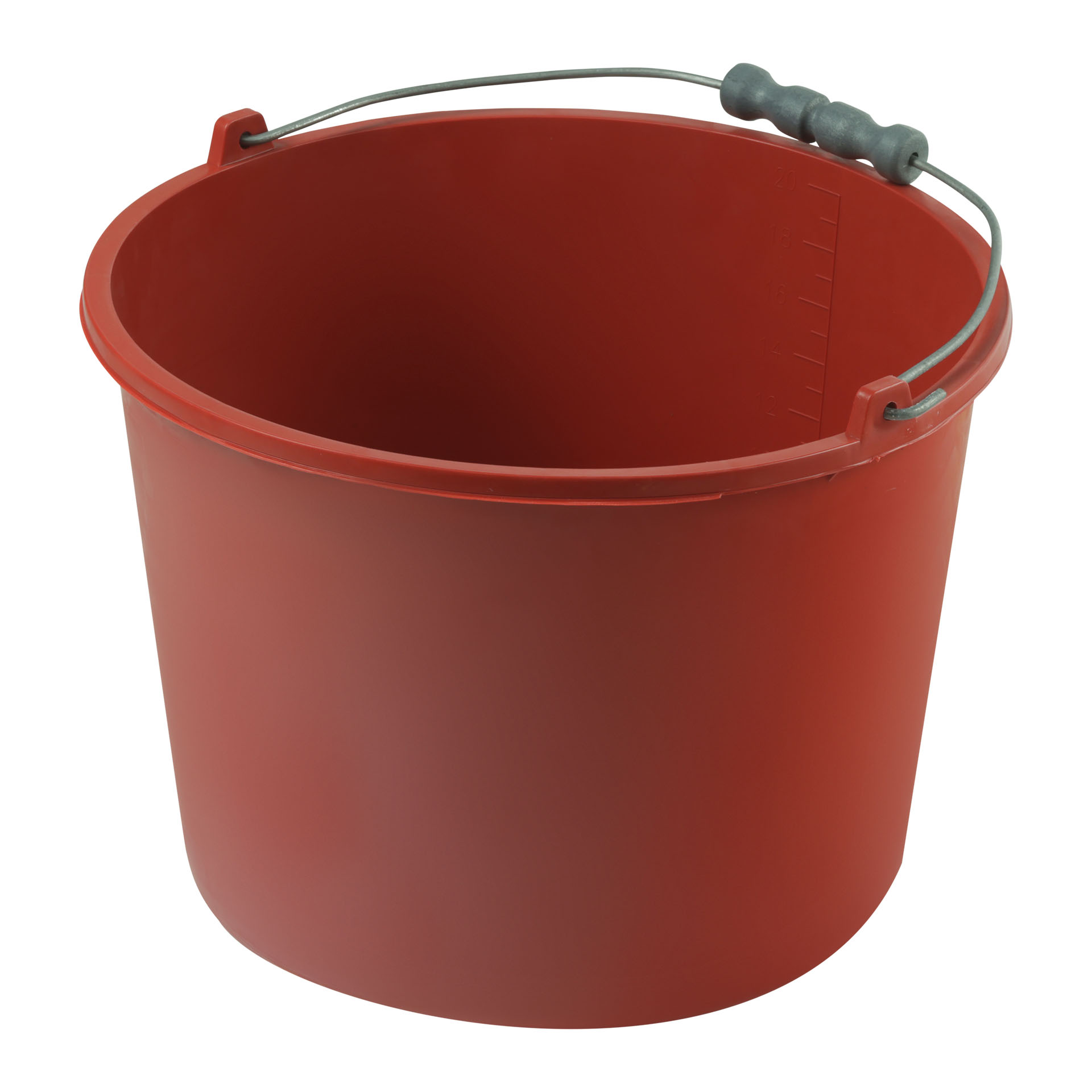 Baueimer, Rot, Kunststoffgriff, 16 L, Rund, Stabiler Boden, Vorstahl