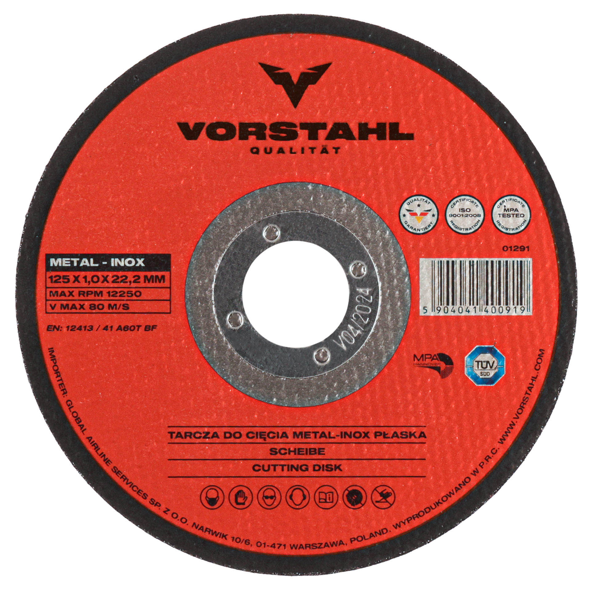 Flache Trennscheibe Aus Edelstahl, Hochwertig (10er-packung) 125 X 1,0 X 22,2 Mm
