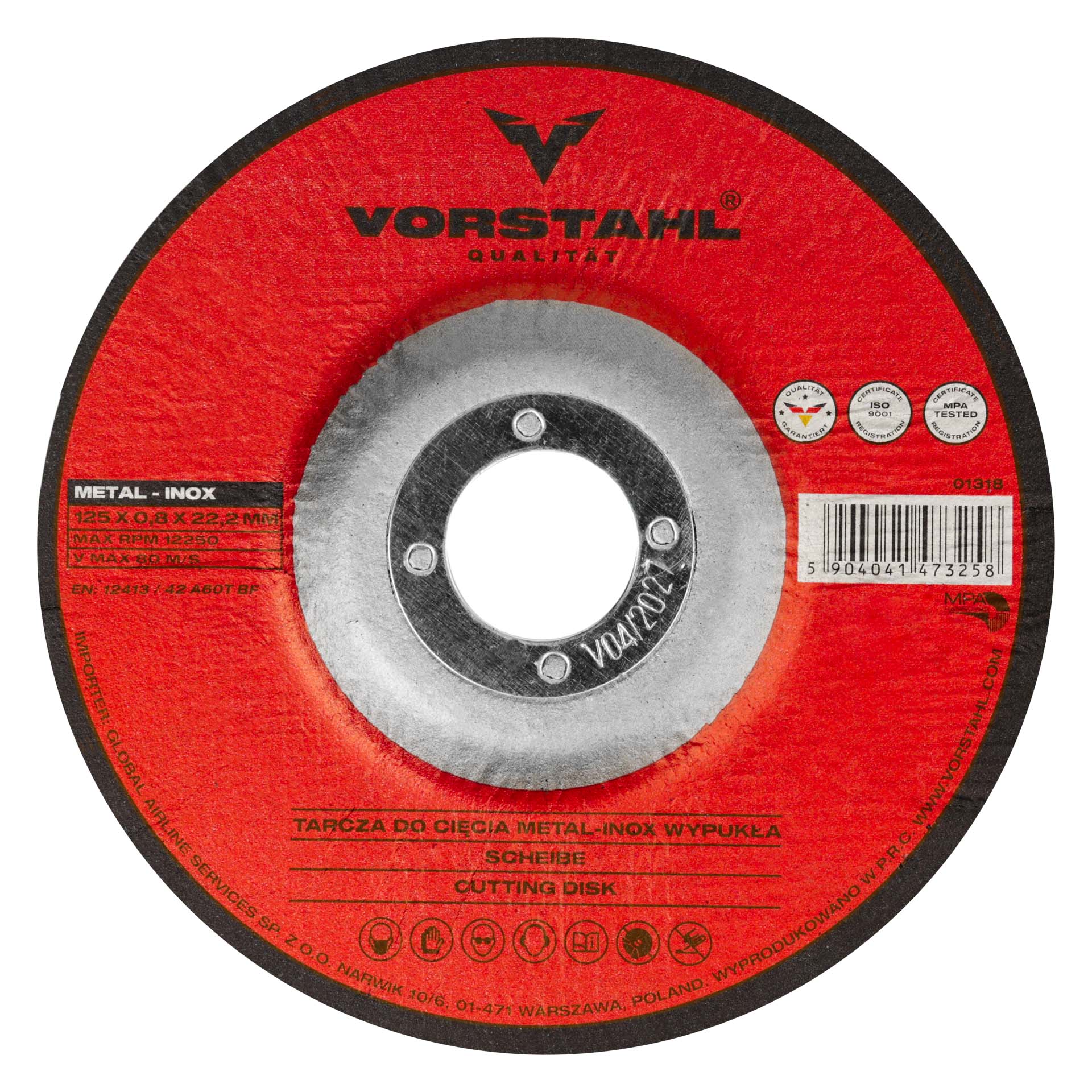 Konvexe Trennscheibe Für Metall-edelstahl Vorstahl Qualität 125 X 0,8 X 22 Mm