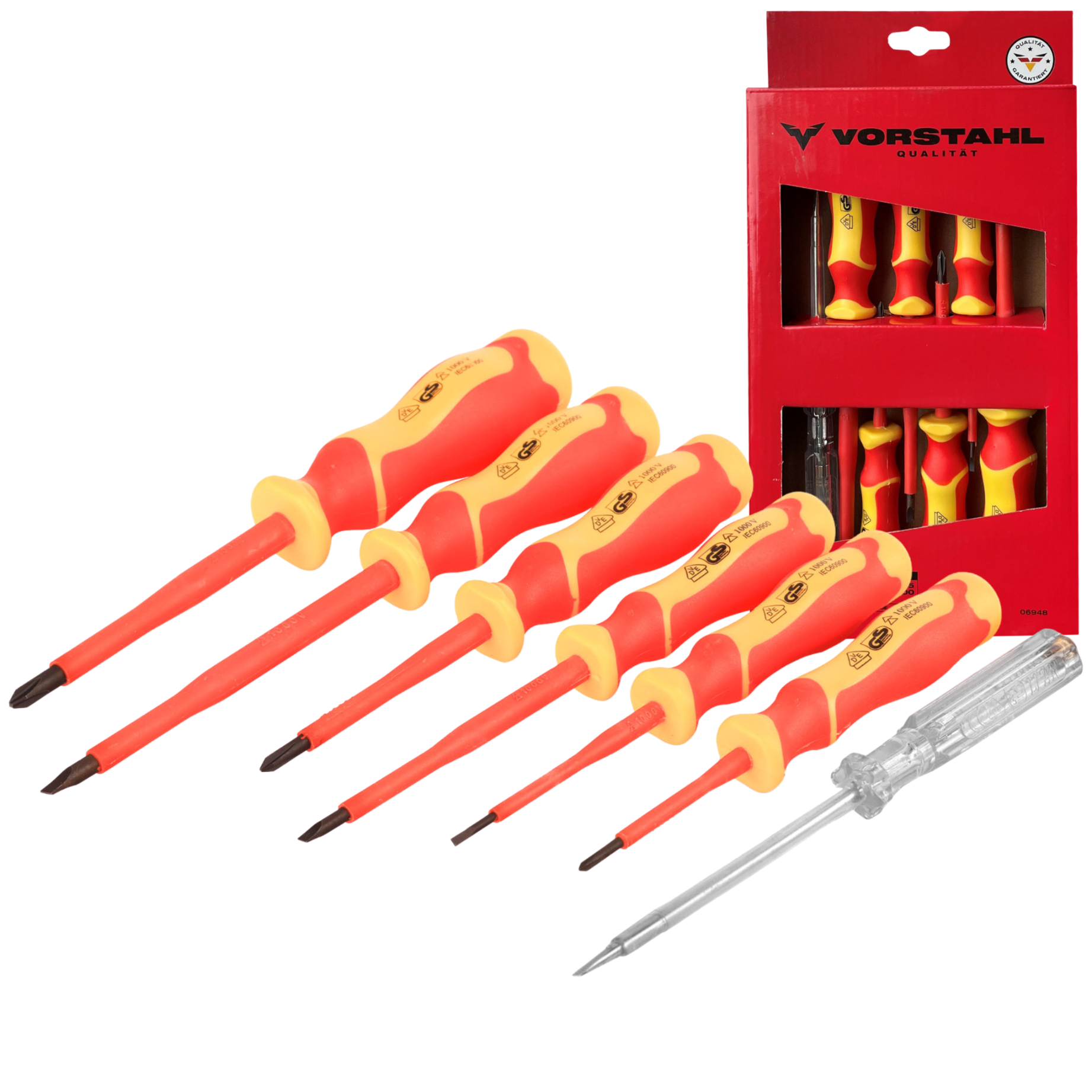 Schraubendreher-set Für Elektriker, 7-teilig, Vde-isoliert + Reagenzglas