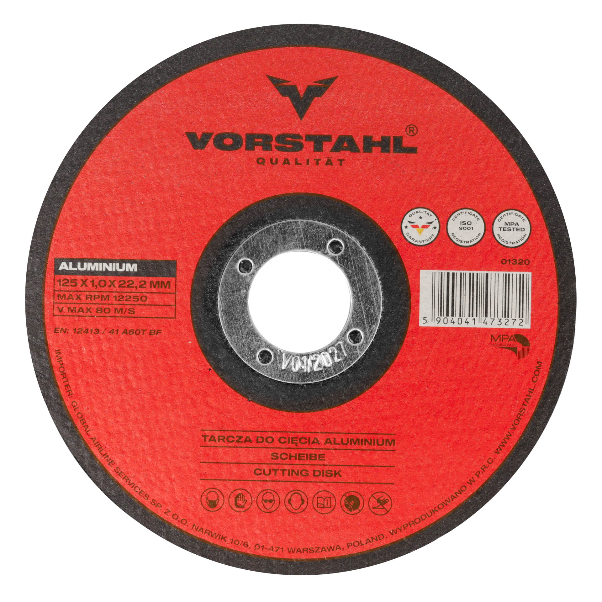 Aluminium-trennscheibe Flach Vorstahl Qualität 125 X 1,0 X 22,2 Mm