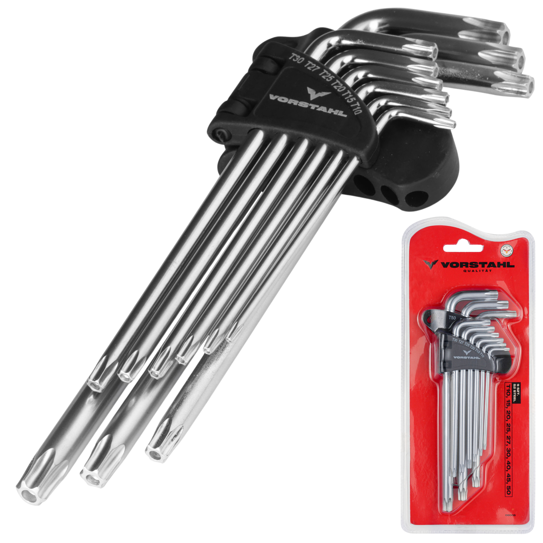 Satz Torx-schlüssel, Lange Inbusschlüssel, 9-teilig T10 - T50 Mm Vorstahl