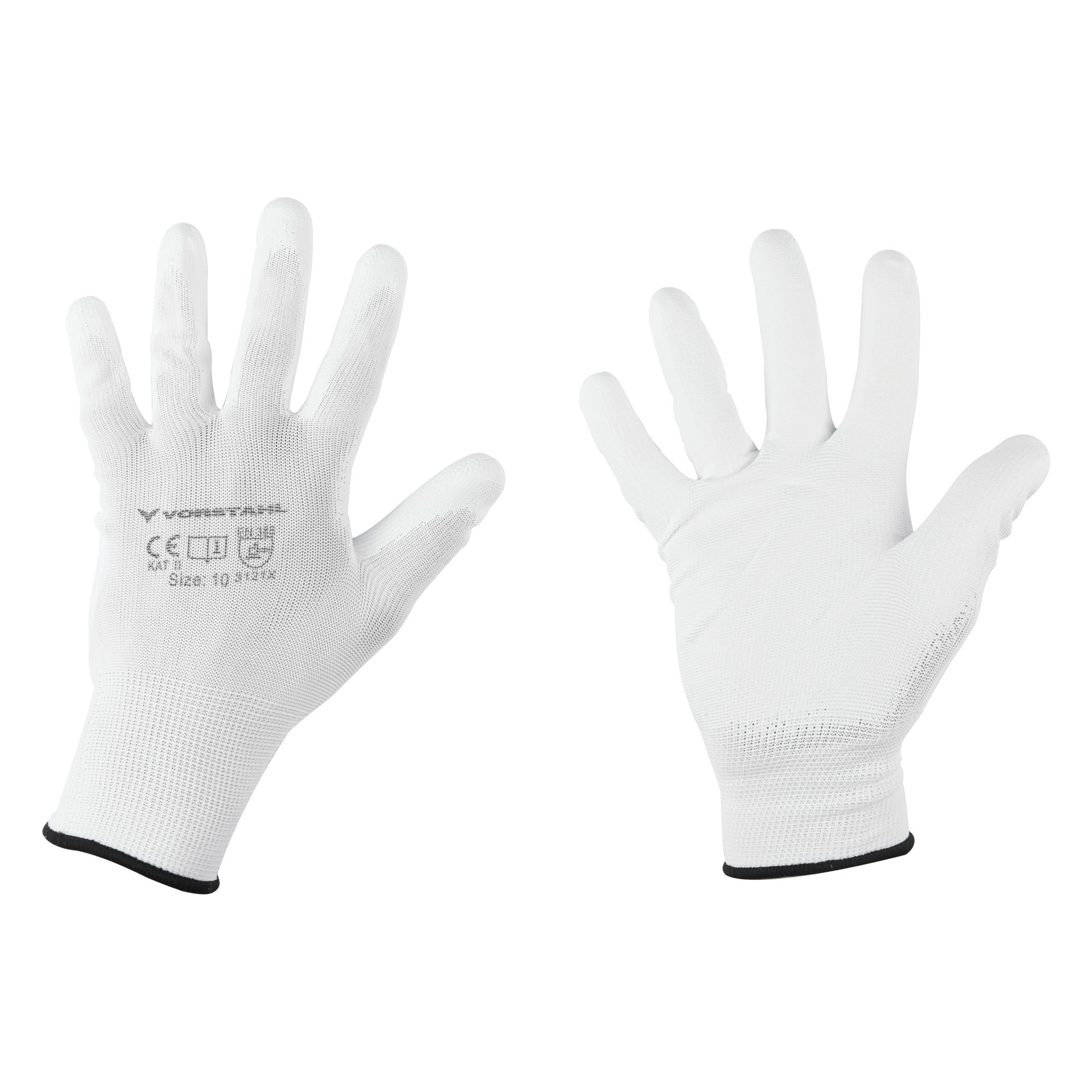 Polyesterhandschuhe Mit Polyurethanbeschichtung, Weiß, 12er-packung, Größe 9, Vorstahl-qualität