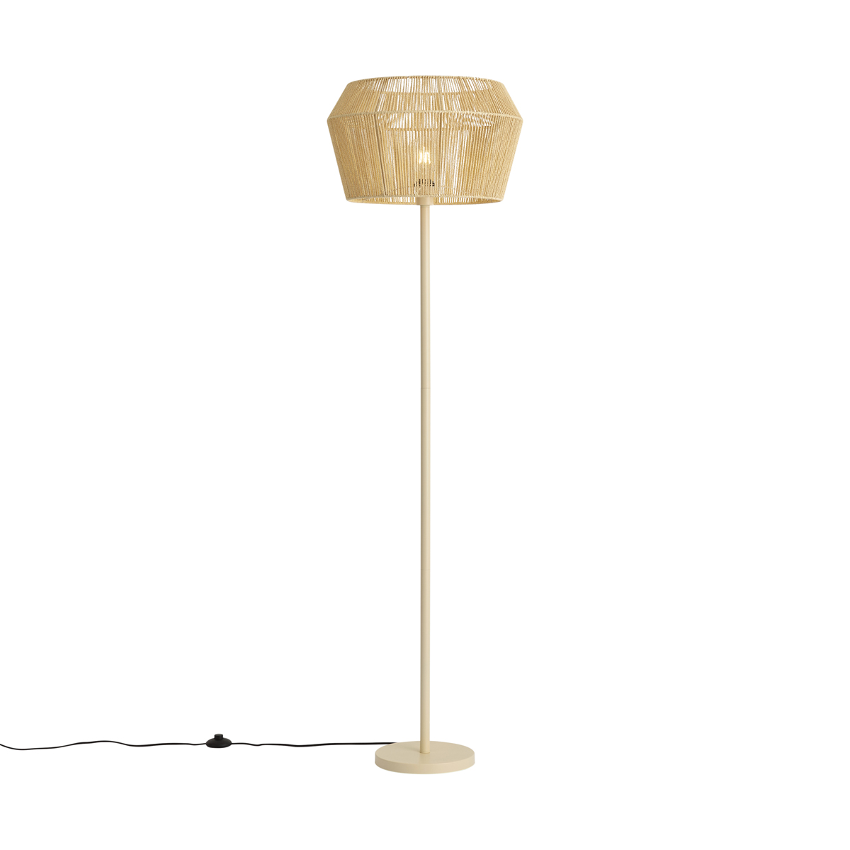 Qazqa Stehleuchte Beige Mit Papierschnur-schirm 50/50/30 - Simplo