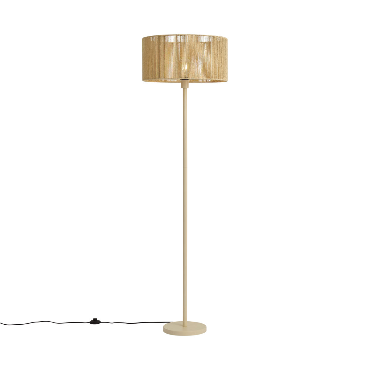 Qazqa Stehleuchte Beige Mit Papierschnur-schirm 50/50/25 - Simplo