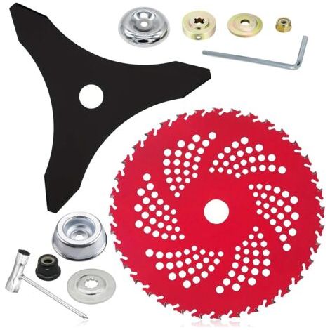 9" X 36-zahn-mähklinge Aus Wolframkarbid Und 10" X 3-zahn-mähklinge, Runde Kohlenstoffstahlklinge Mit Adaptersatz