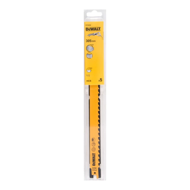 Säbelsägeblatt HCS für Holz 305mm, 5er-Pack DT2432-QZ