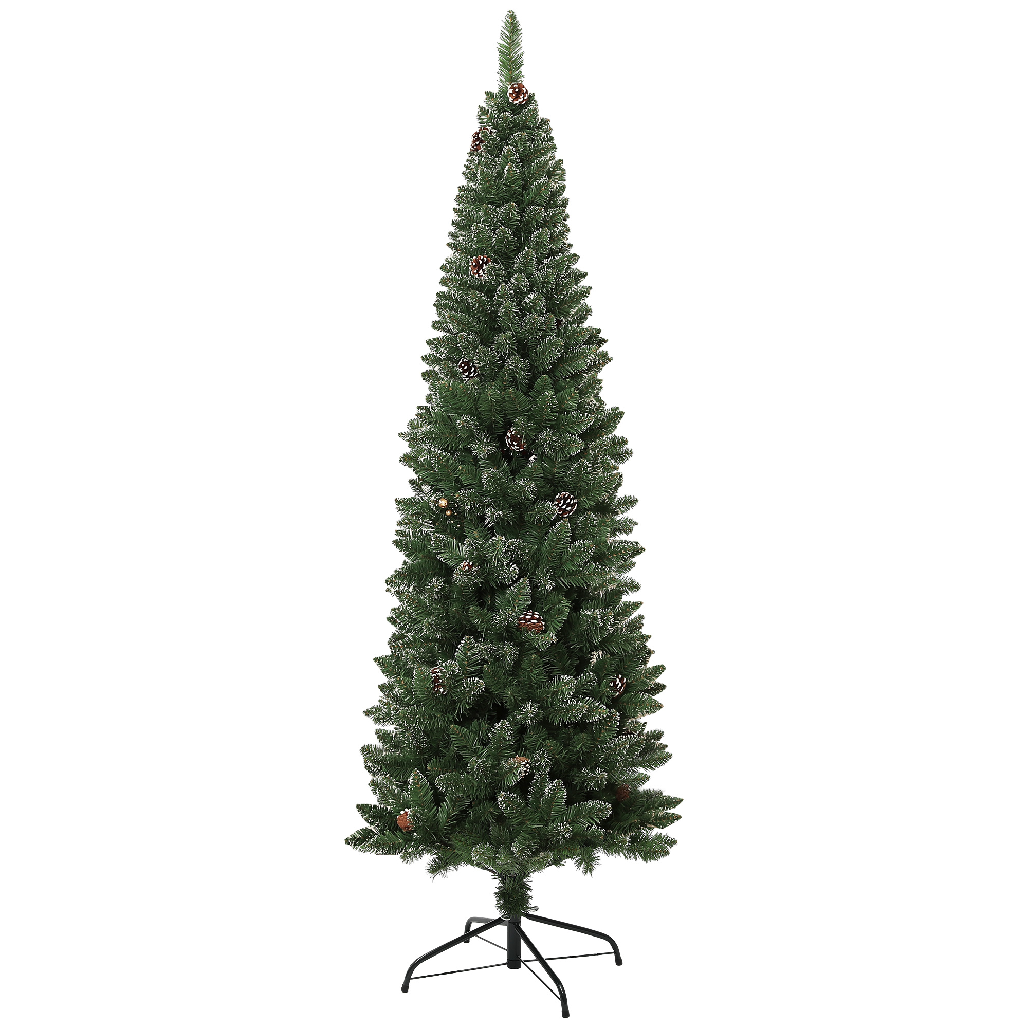 Schneebedeckter Weihnachtsbaum, 180 Cm Hoch, Mit 618 Zweigen, Tannenzapfen Und Einem Stahlsockel