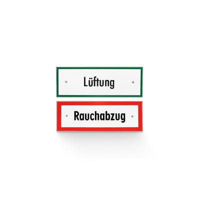 OA-Hinweisschild Rauchabzug, rot lackiert