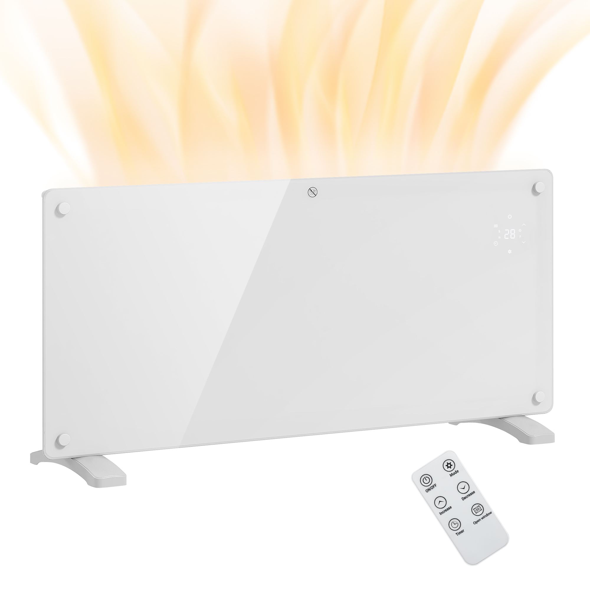 2000-w-konvektionsheizung Mit Einstellbarer Temperatur, Fernbedienung Und Timer, 87 X 21,5 X 44,5 Cm, Weiß