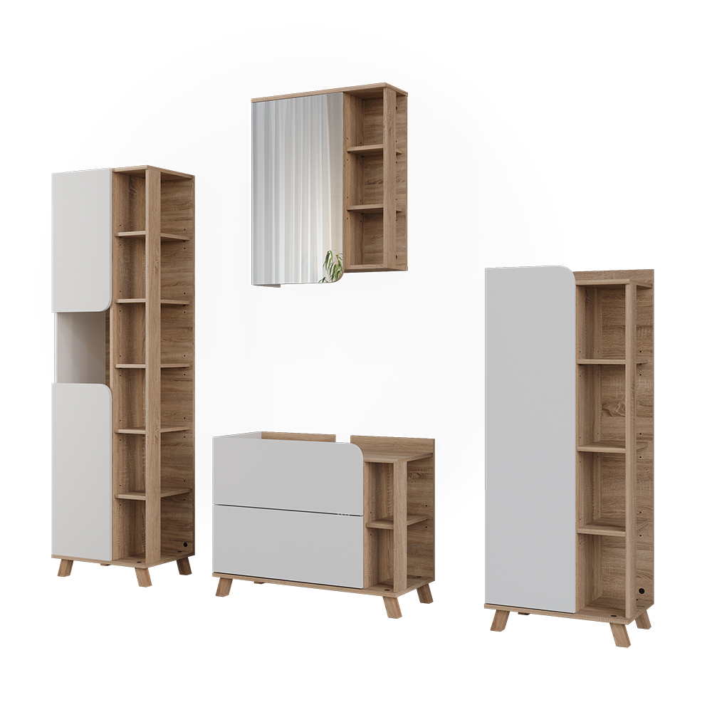 Badmöbel-set Karen, Weiß/sonoma, 4-teilig, Vicco