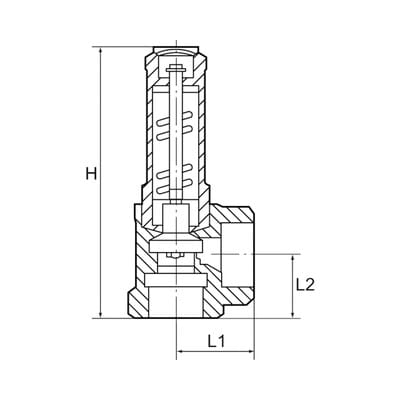 Eck-Sicherheitsventil für Flüssigkeiten, G 1.1/4" Ansprechdruck 1 bar
