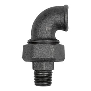 Verschraubung Bogen 98, konisch dichtend, Rp 1", R 1", Temperguss schwarz