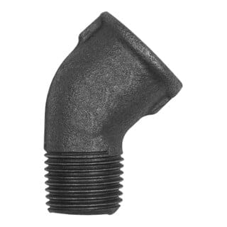 Winkel 121, 45°, Rp 1/2" I, R 1/2" A, Temperguss schwarz