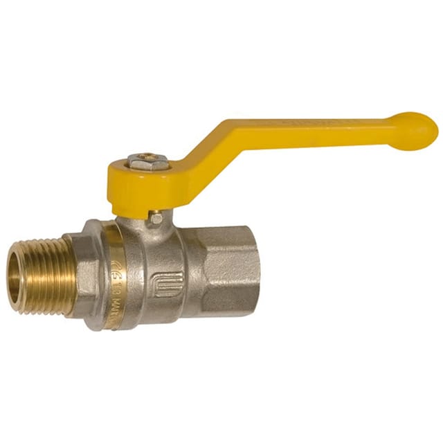 Kugelhahn DIN EN 331, DVGW, Messing vernickelt Handhebel, I/A, Rp/R 1.1/2