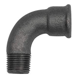 Bogen 1a, 90°, kurz, Rp 3/4" I, R 3/4" A Temperguss schwarz