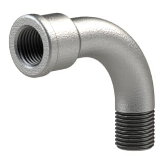 Bogen 1, lang, 90°, I/A, Rp/R 3/4", Temperguss schwarz feuerverzinkt